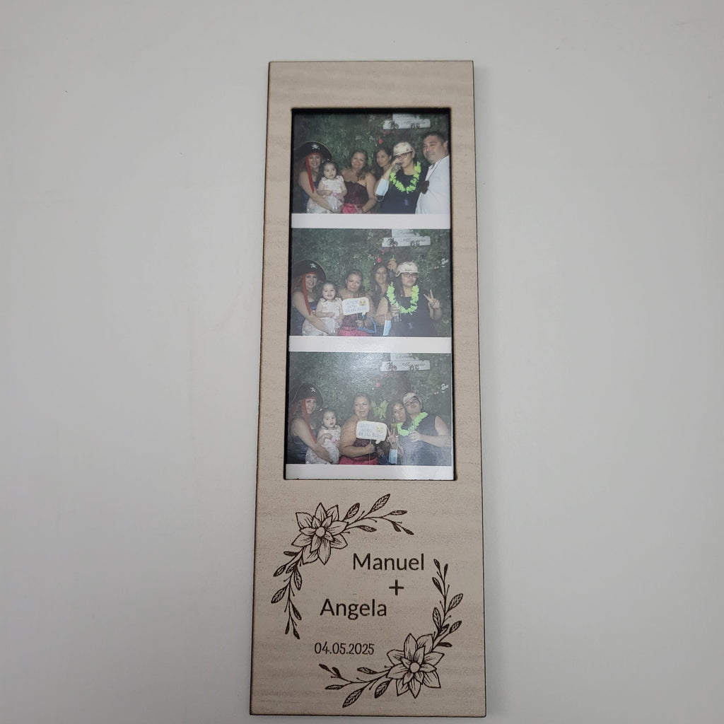 Marco de Fotos Polaroid modelo Floral Triple Personalizado en Madera de Haya | Grabado Láser Artesanal