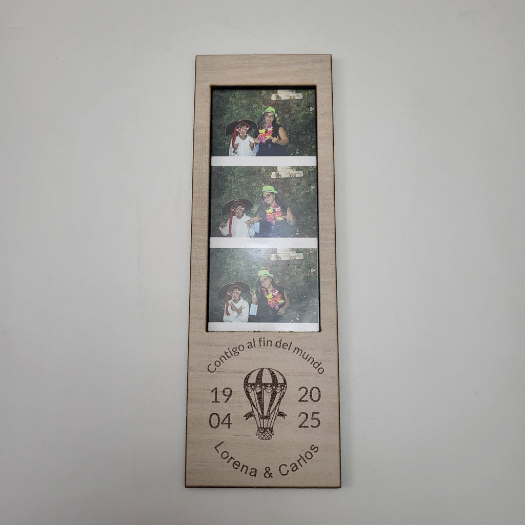 Marco de Fotos Polaroid modelo Globo Triple Personalizado en Madera de Haya | Grabado Láser Artesanal