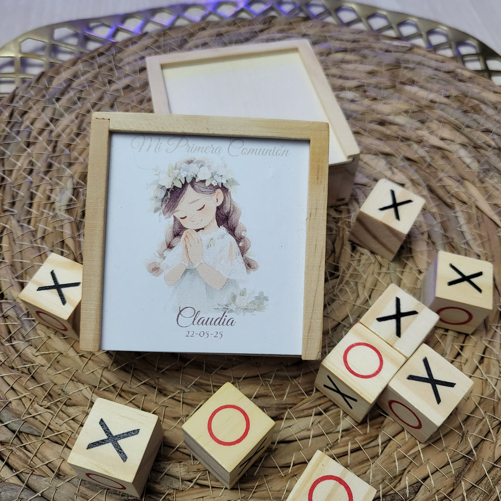 Tres en Raya Personalizado en Madera  Modelo niña comunión 2 – Un Recuerdo para Siempre