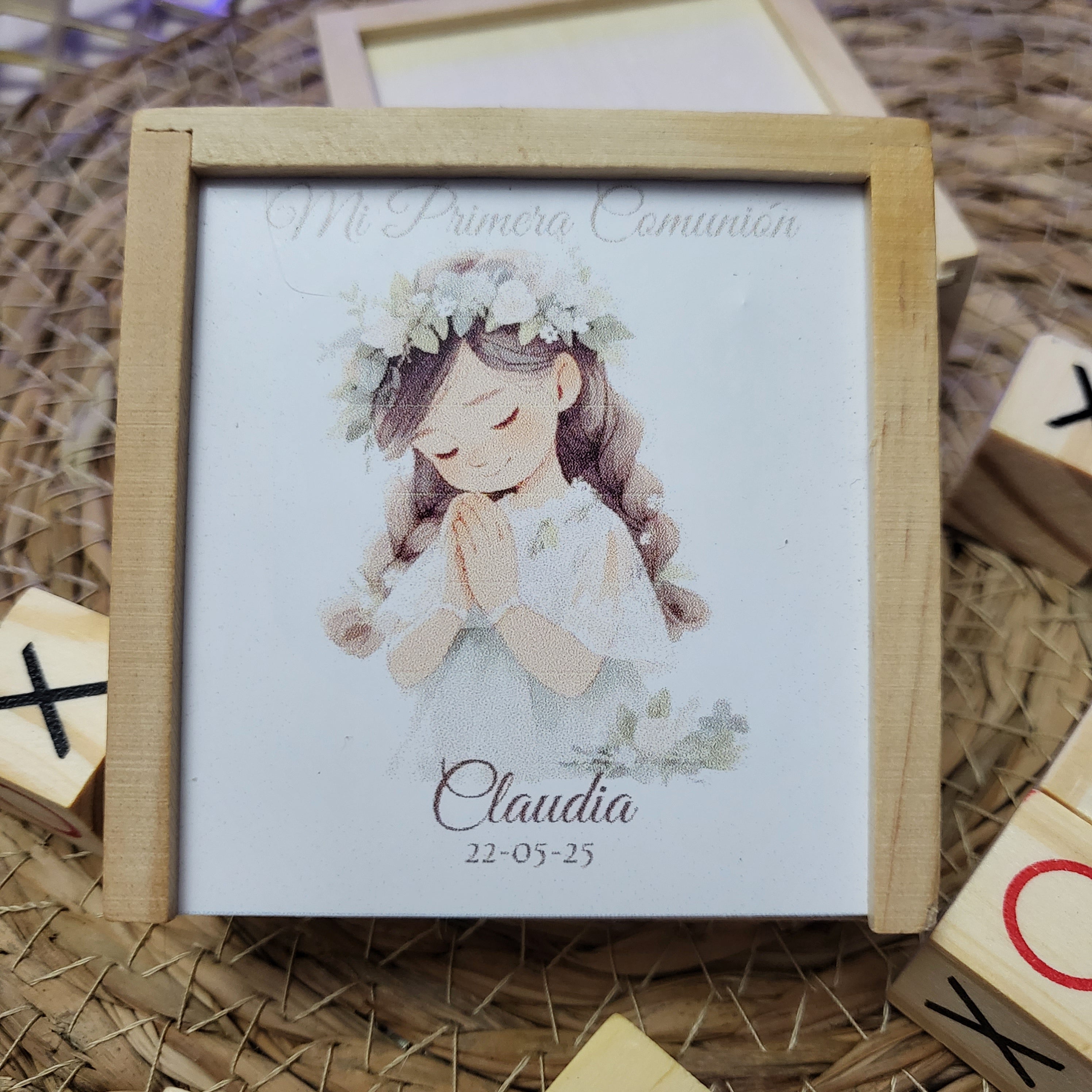 Tres en Raya Personalizado en Madera  Modelo niña comunión 2 – Un Recuerdo para Siempre