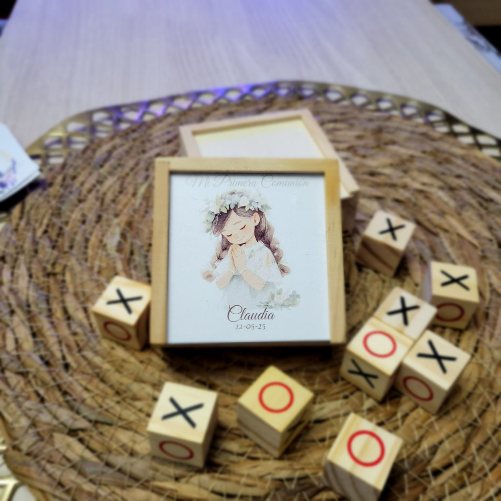 Tres en Raya Personalizado en Madera  Modelo niña comunión 2 – Un Recuerdo para Siempre