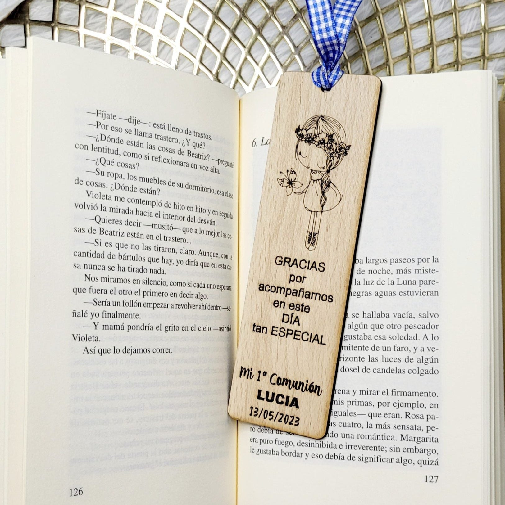 Marcapáginas de madera personalizados comunión