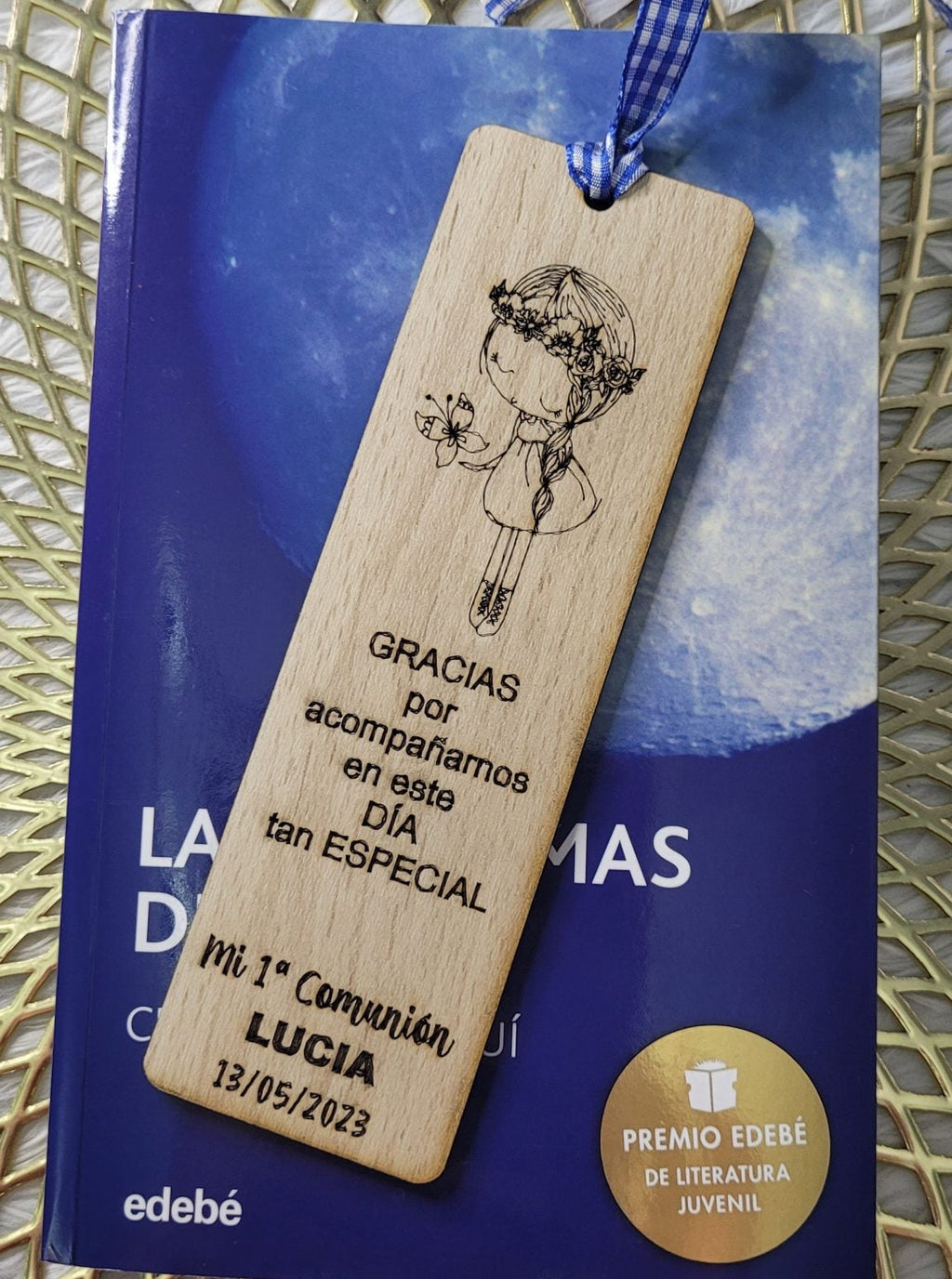 Marcapáginas de madera personalizados comunión