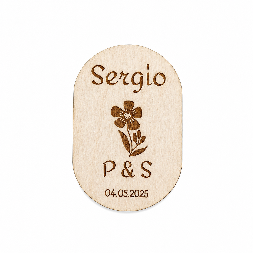 Marcasitios Personalizados de Madera con Imán para Bodas y Eventos