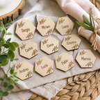 Marcasitios Hexagonal Personalizado con Imán para Bodas y Eventos