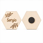 Marcasitios Hexagonal Personalizado con Imán para Bodas y Eventos