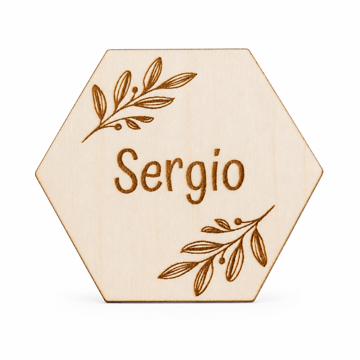Marcasitios Hexagonal Personalizado con Imán para Bodas y Eventos