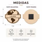 Marcasitios Mapamundi Personalizado con Imán para Bodas y Eventos