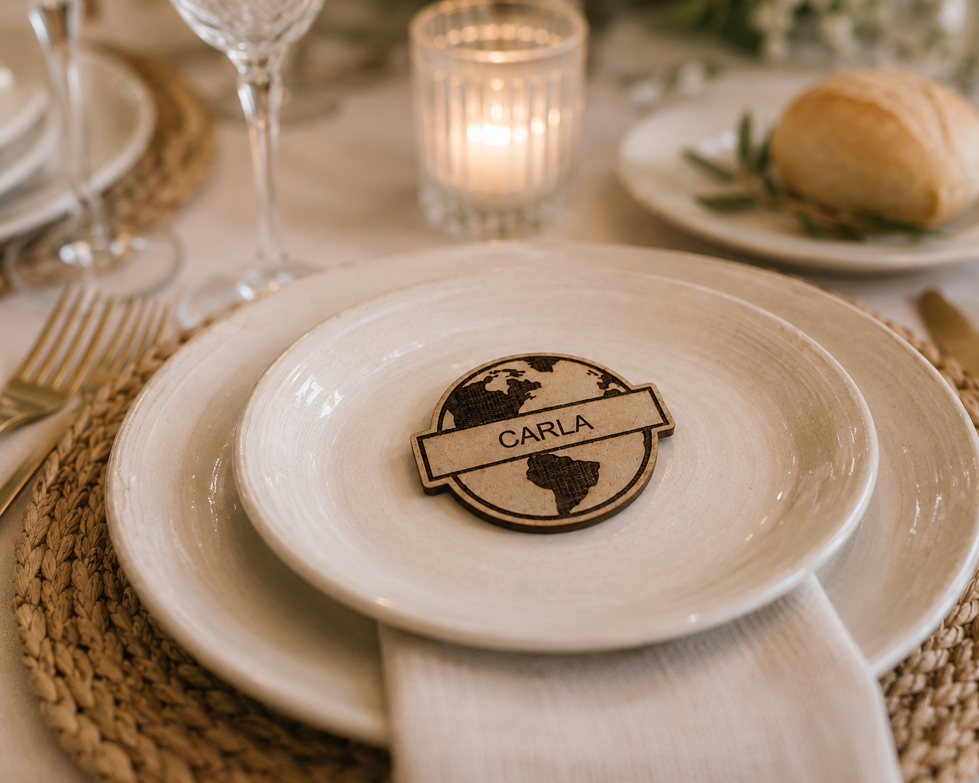 Marcasitios Mapamundi Personalizado con Imán para Bodas y Eventos