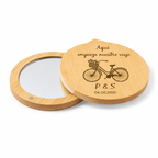 Espejo de Bambú con Tapa Personalizado para Invitadas de Boda | Modelo Bici | Grabado Láser | Nelu Dreams