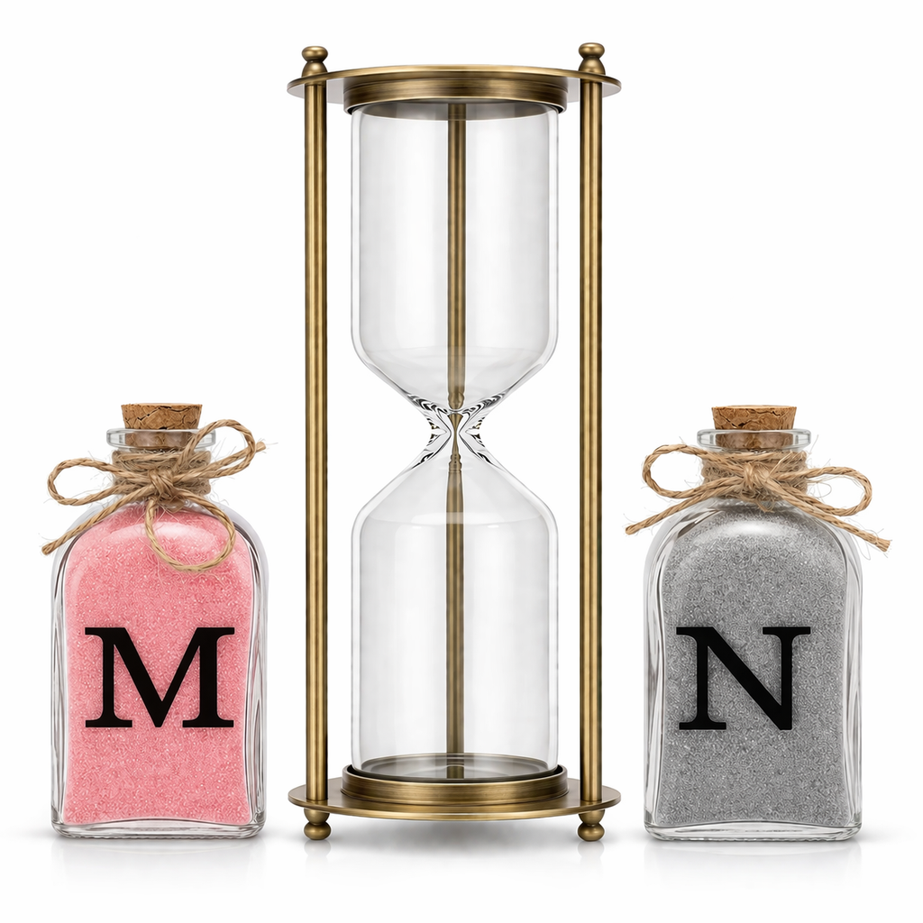 Reloj Pequeño de Arena Personalizado para Boda con 2 Frascas | Ritual de Arena
