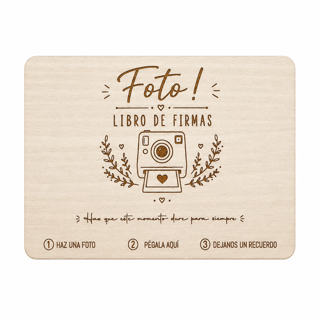 Cartel Personalizado para Libro de Firmas de Boda | Disponible en Vertical y Horizontal | Con o Sin Soporte
