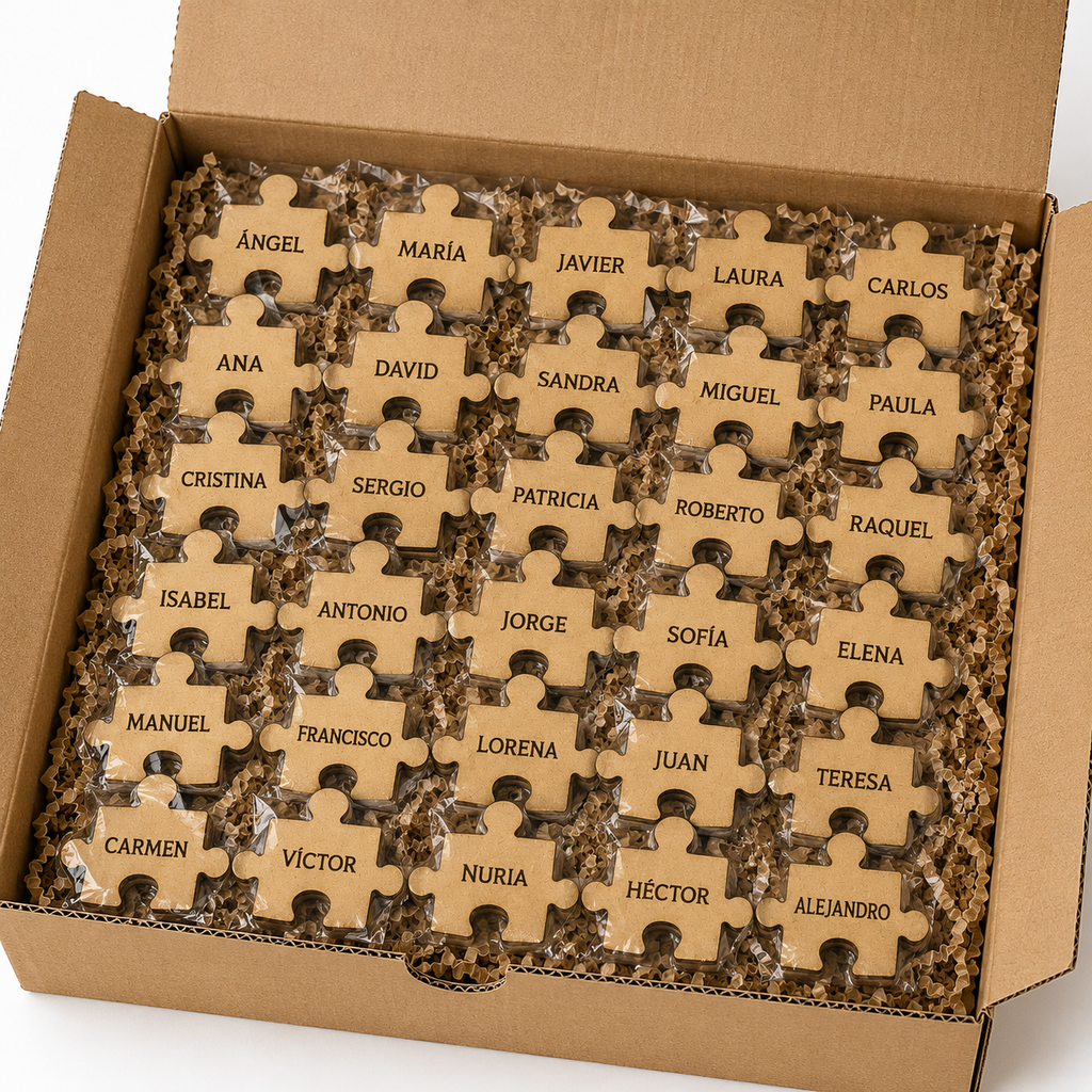 Marcasitios Puzzle Personalizado con Nombre para Bodas y Comuniones