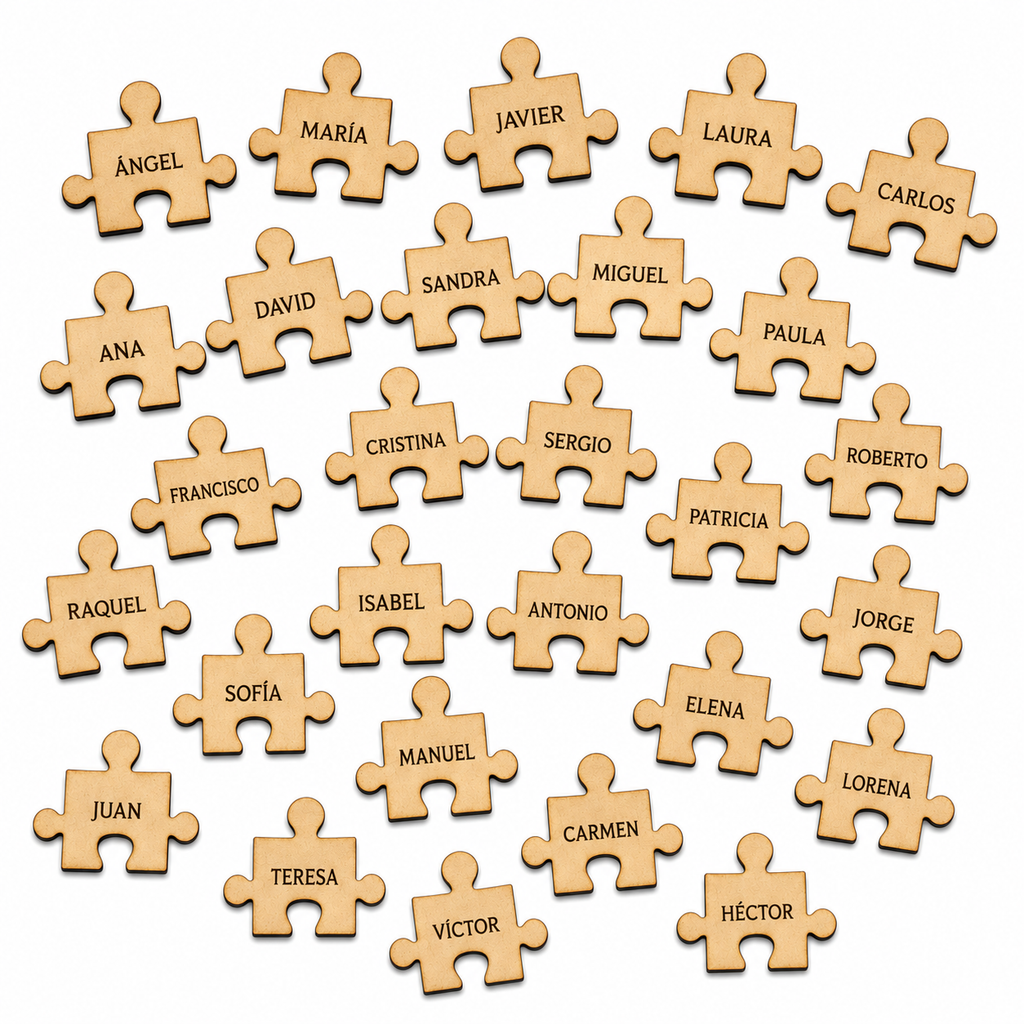 Marcasitios Puzzle Personalizado con Nombre para Bodas y Comuniones