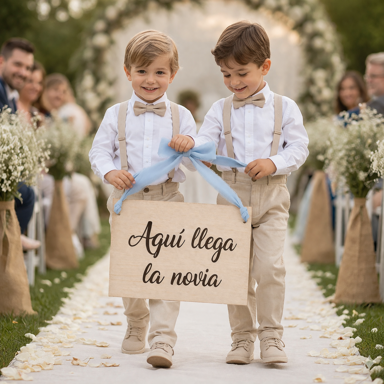 Cartel madera Aquí llega la novia