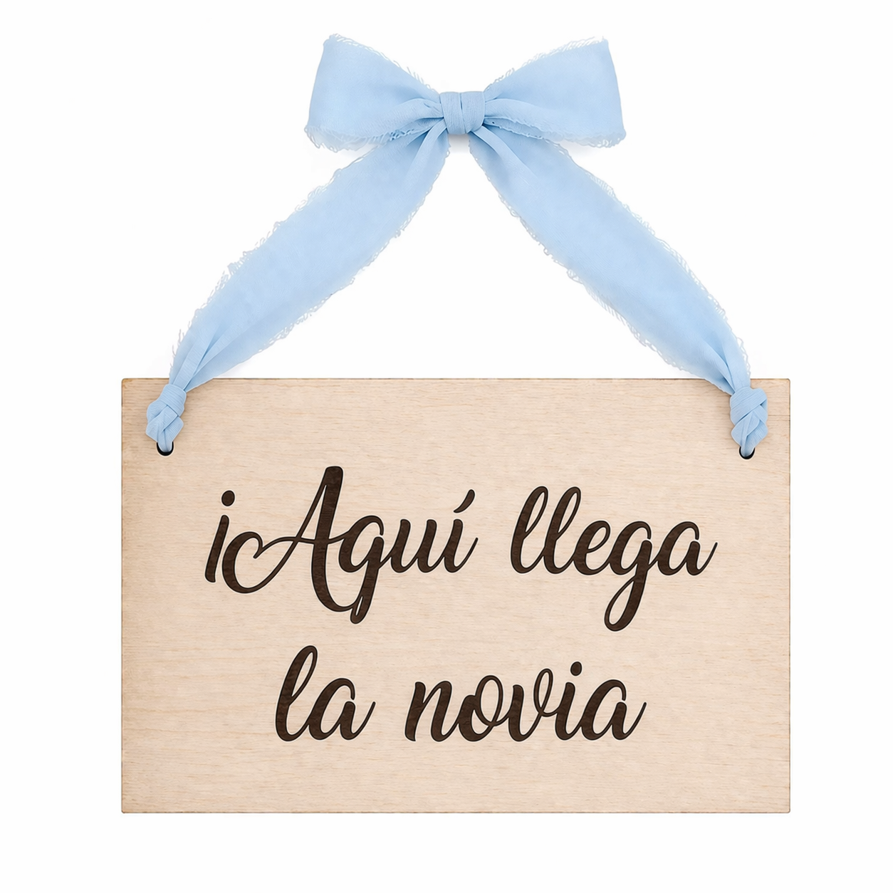 Cartel madera Aquí llega la novia