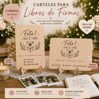 Cartel Personalizado para Libro de Firmas de Boda | Disponible en Vertical y Horizontal | Con o Sin Soporte