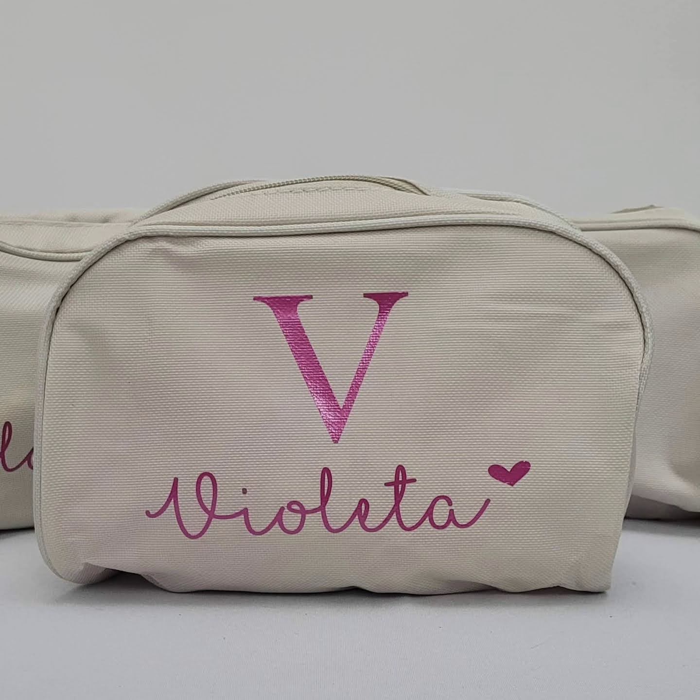 Neceser personalizado beig y rosa